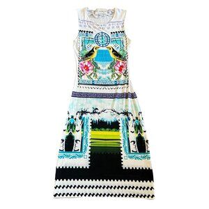 Mary Katrantzou Sleeveless Bodycon Sheath Dress Bird Bold Unique Size Small